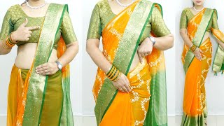 Perfect pleated organza saree draping  how to wear organza saree  quick and easy drape a organza [upl. by Ellegna]