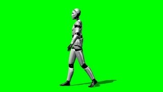 I Robot walk green screen B  free use [upl. by Ynnob421]