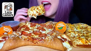 ASMR LITTLE CAESARS MUKBANG NO TALKING NEW CRAZY CALZONY PEPPERONI PIZZA  ZESTY CHEESE BREAD [upl. by Dami261]