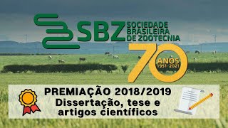 Premiação SBZ 20182019  Prêmio Prof Geraldo Gonçalves Carneiro  Melhor Artigo Publicado em 2018 [upl. by Olney]