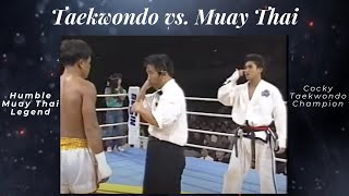 Cocky Taekwondo Blackbelt Destroyed by Muay Thai Legend [upl. by Eidnyl888]