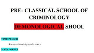 Demonological School of Criminology  Criminology amp Penology [upl. by Dreda]