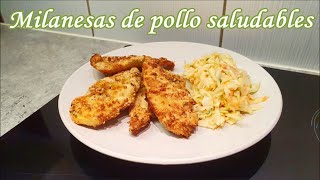 MILANESAS DE POLLO SALUDABLES  Sólo 3 ingredientes  Receta en AIR FRYER ❤👩🏽‍🍳 [upl. by Llednohs771]