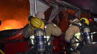 LAFD Extinguishes 3 Autos on Fire South LA [upl. by Coe921]