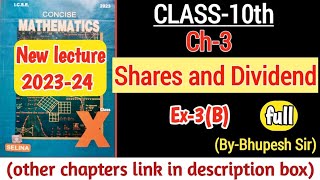 share and dividend ex3B full  class10 icse Selina concise mathematics ProblemsBeater [upl. by Lentha]