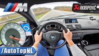 BMW 1M Coupe AKRAPOVIC 270KMH on AUTOBAHN NO SPEED LIMIT by AutoTopNL [upl. by Rabma]