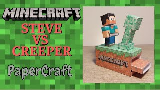 032  Minecraft Machine  Steve vs Creeper Papercraft 🙂 [upl. by Marne]