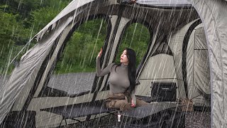 ☔️CAMPING IN HEAVY RAIN WITH A NEW CAR TENTㅣRAIN ASMR [upl. by Enylekcaj]