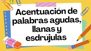 Acentuación de las palabras AGUDAS LLANAS y ESDRÚJULAS Vídeos educativos para niños [upl. by Allicserp975]