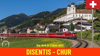 Cab Ride DisentisMustér  Chur along Switzerland’s Grand Canyon RhB train drivers view in 4K [upl. by Trstram660]