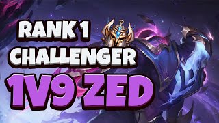 Wild Rift  CARRYING AN UNWINNABLE ZED GAME  Rank 1 Challenger Zed Gameplay [upl. by Aeresed]