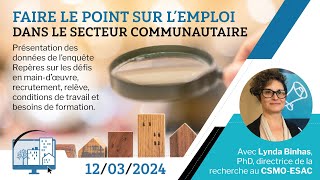 Faire le point sur lemploi dans le secteur communautaire [upl. by Ludwog]