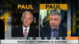 Ron Austrian Paul vs Paul Keynesian Krugman [upl. by Ailegnave544]