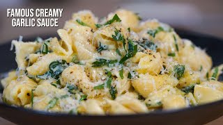 15 minute creamy garlic pasta sauce [upl. by Dnamron]