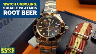 Squale 1545 Root Beer 20 ATMOS Watch Unboxing [upl. by Gilder]