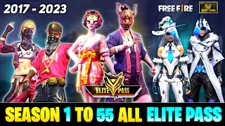 FREE FIRE ALL ELITE PASS  ALL ELITE PASS FREE FIRE  FREE FIRE SEASON 1 TO 55 ALL ELITE PASS [upl. by Trevorr]