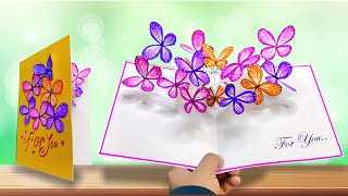 DIY 3D butterfly POPUP card Crafts  PopUp Birthday Card  Special Birthday Card [upl. by Atolrac]