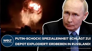 UKRAINEKRIEG Schock für Putin Spezialeinheit zerstört Waffendepot MegaExplosion löst Beben aus [upl. by Notsuh315]