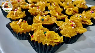 65 Simple Crunchy Cornflakes Cookies  Cornflakes Madu Rangup  Zue Kitchen [upl. by Noirret]