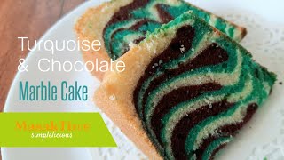 Turquoise amp Chocolate Marble Cake Perfect Recipe Kek Marble Yang Gebu dan Sedap [upl. by Aranahs]