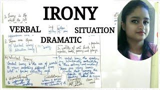 Irony  a figure of speech  explained in hindi Verbal irony  situation irony and dramatic irony [upl. by Reinar]