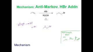 AntiMarkovnikov Addition of HBr to Alkenes – another Radical Reaction [upl. by Nodrog]