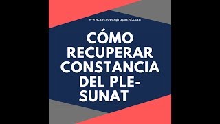 📗 COMO RECUPERAR LA CONSTANCIA DEL PLE 2019 [upl. by Ellekcim]