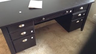 Sauder 408920 Made in USA Executive Desk From Office Depot build tutorial [upl. by Ydal]