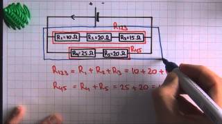 Elektriciteit vervangingsweerstand gemengde schakeling  voorbeeld  natuurkunde [upl. by Marketa938]