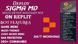 How to deploy SIGMAMD whatsapp bot on Replit  SIGMAMD replit deploy  247 working  No heroku [upl. by Trudie]