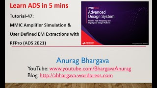 Tutorial47 MMIC Amplifier Simulation amp User Defined EM with RFPro [upl. by Tresa]