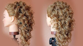 Curly Bridal Hairstyle For Long Hair Tutorial [upl. by Delphinia]