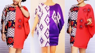 How to make a Kaftan dress short gown  kaftan top with African fabric  cutting and sewing [upl. by Lonnard]