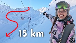 Längste SkiAbfahrt in Österreich Schwarze Schneid 15 km in Sölden [upl. by Anica]