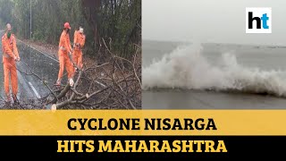 Cyclone Nisarga makes landfall in Maharashtra strong wind rainfall witnessed [upl. by Ydne719]