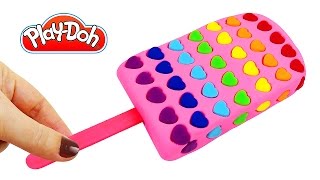 DIY Making PlayDoh Ice Cream Popsicle with Rainbow Hearts [upl. by Rammus]