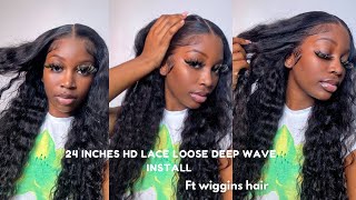 Curly Wig Season🔥 Pre Plucked Loose Deep Wave Wig  HD Frontal Wig Quick Install Ft Wiggins Hair [upl. by Goar452]