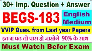 BEGS 183 important questions with answer  begs 183 Previous Year Question Paper [upl. by Ahsinoj]