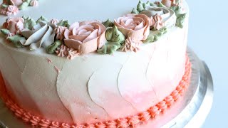 Whipped Cream Rose Cake Tutorial [upl. by Retla936]