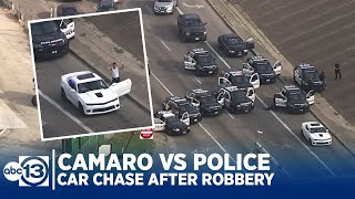 RAW CHASE VIDEO Camaro vs Police After Game Stop Robbery in Houston [upl. by Kathe]