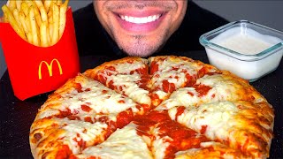 ASMR LITTLE CAESARS CHEESE PIZZA WITH RANCH SAUCE BIG BITESMCDONALDS FRIES EATING SHOW MOUTHSOUNDS [upl. by Vernor949]