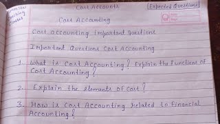 cost accounting Important questions important questions cost accounting cost accounts imp question [upl. by Pavier697]