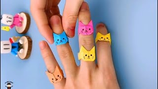 COMO HACER ANILLO DE GATITOS DE PÁPEL DE ORIGAMI 😸😸😸 [upl. by Pauletta]