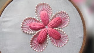 New Fancy Flower Embroidery  Padded Satin Stitch with Beads Hand Embroidery Work [upl. by Black390]