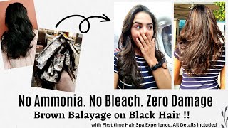 Brown Balayage on Dark Hair 😍  No Ammonia No Bleach  Hair Color  Spa  mukulpawar08  Vlog [upl. by Dorita]