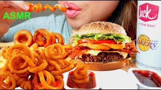 ASMR JACK in the BOX CHEESEBURGER Grilled Cheese amp Curly Fries 먹방 No Talking Eating Sounds [upl. by Holli]