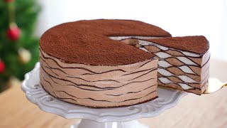 NoOven  새해에는 아름답고 맛있는 초코 케이크 만들어요 🍫 Chocolate Crepe Cake  Cup measure [upl. by Bohlin]