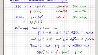 Analysis Differenzierbarkeit  Kettenregel mit Beispielen  0915 [upl. by Aicek200]