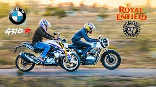 BMW G310R vs RE Continental GT650 Twin DRAG RACE and exhaust note comparison [upl. by Heger]