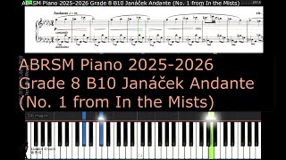 ABRSM Piano 2025 2026 Grade 8 B10 Janáček Andante No 1 from In the Mists [upl. by Fernas]